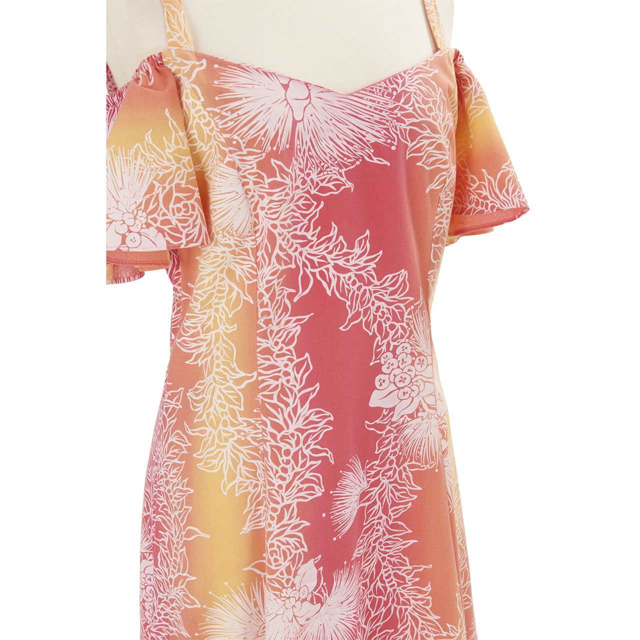 ハワイアン ドレス・フレア袖ドレス/オレンジ