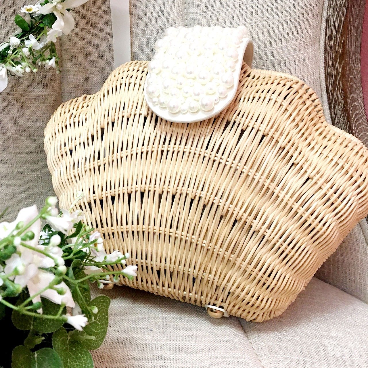 パールシェル型かごバッグ