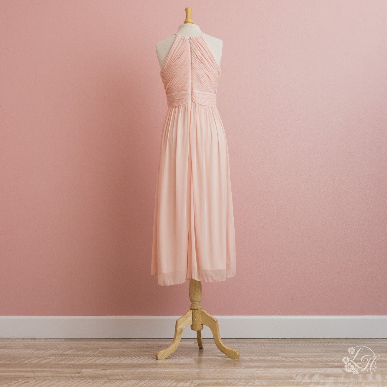 ピンク シフォンパーティドレス