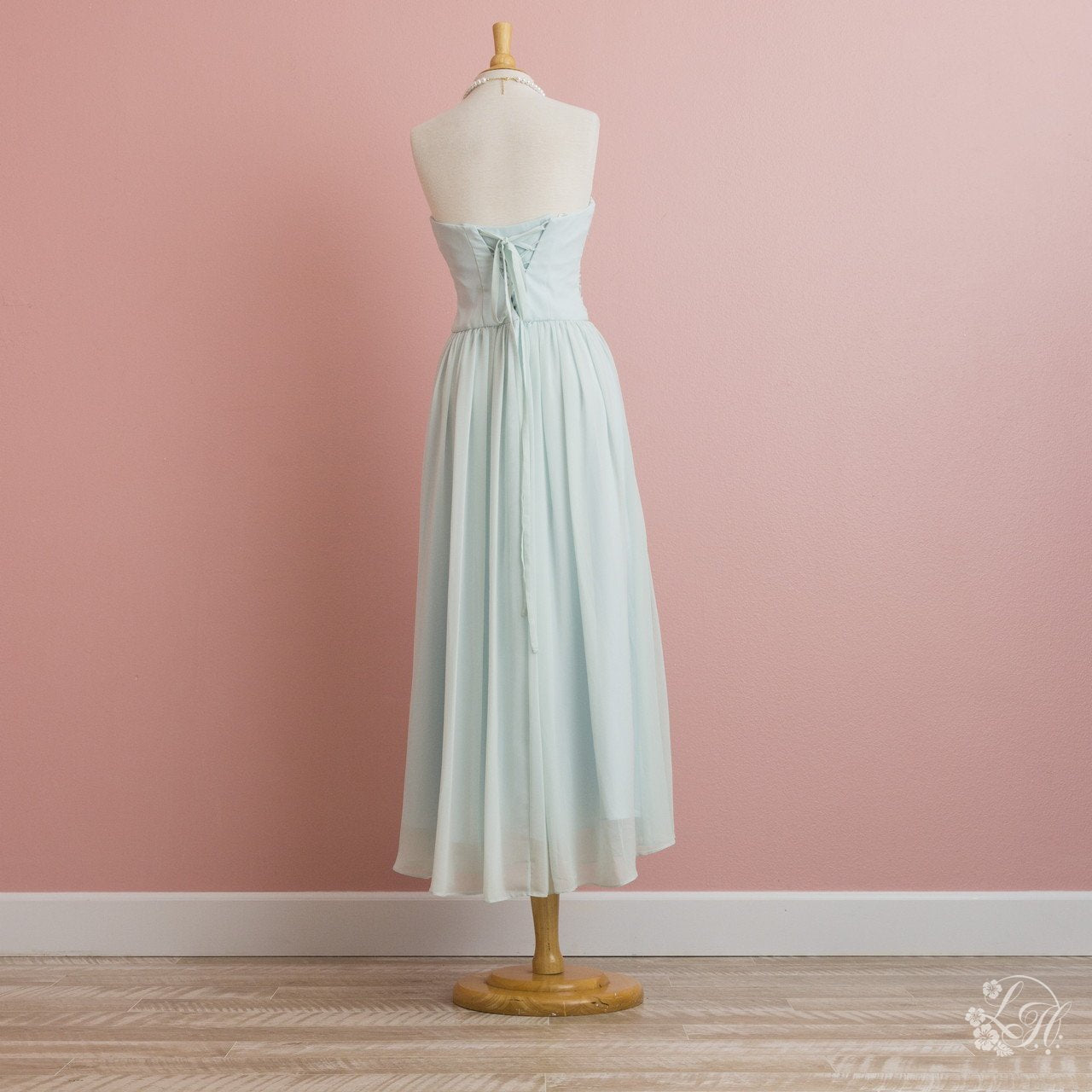 ライトグリーン シフォンパーティドレス