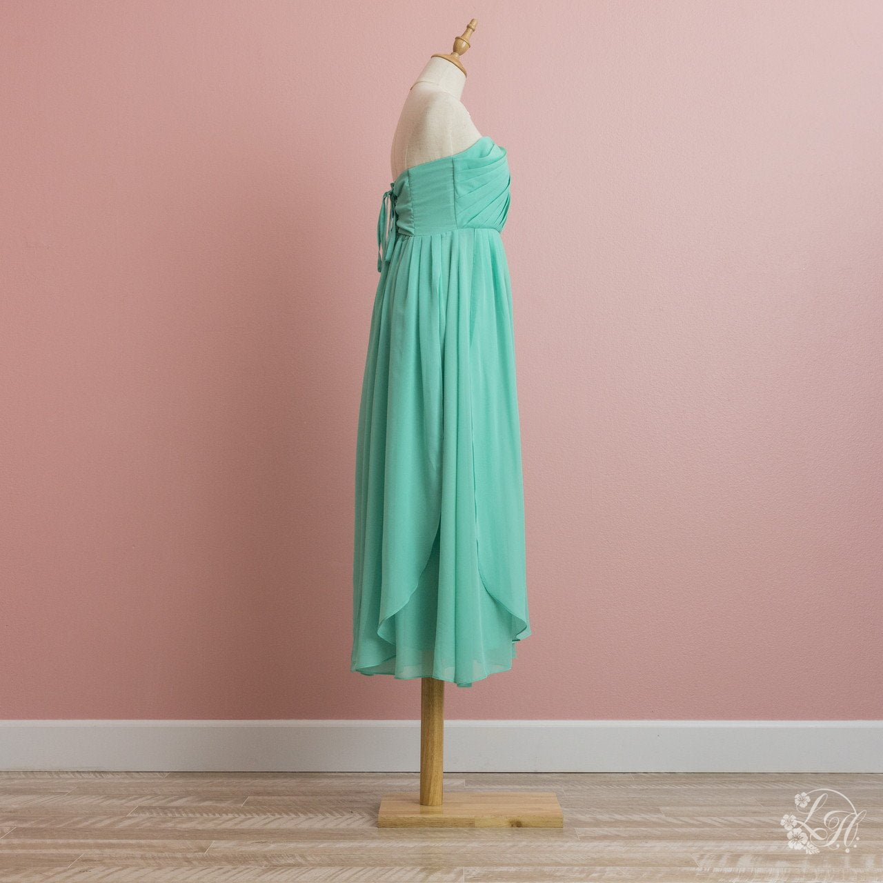 グリーン シフォンパーティドレス