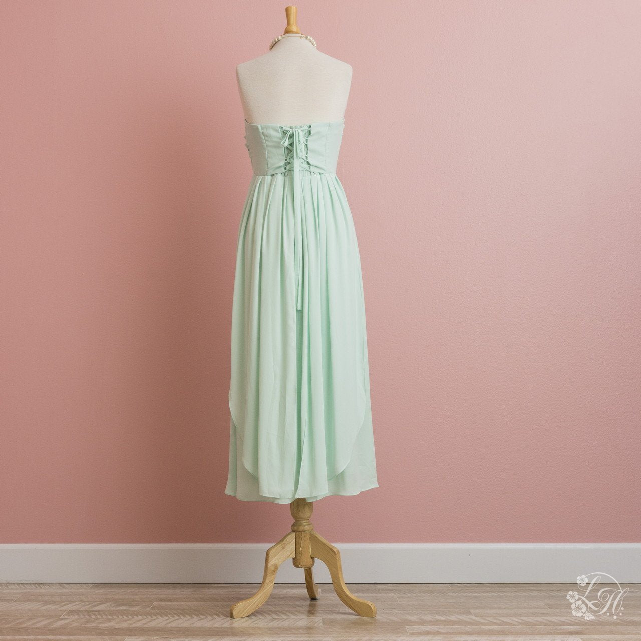 ライトグリーン シフォンパーティドレス