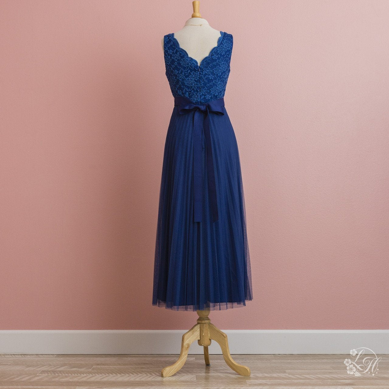 ブライズメイドレースドレス・ロング-ネイビー