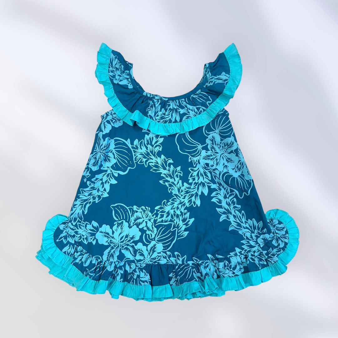 チューベローズ柄 キッズ ムームー グリーン