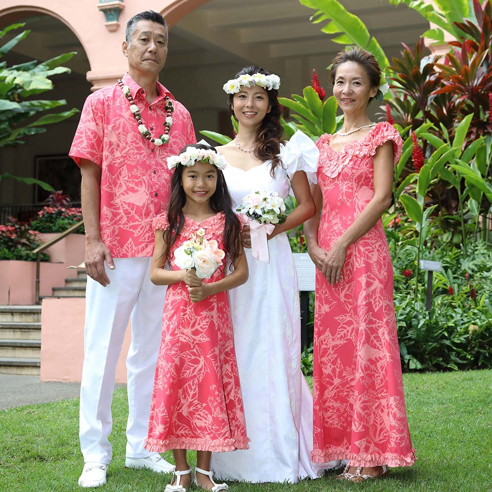 ククイ ローズ ラッフルドレス /ピンク 家族でおそろい