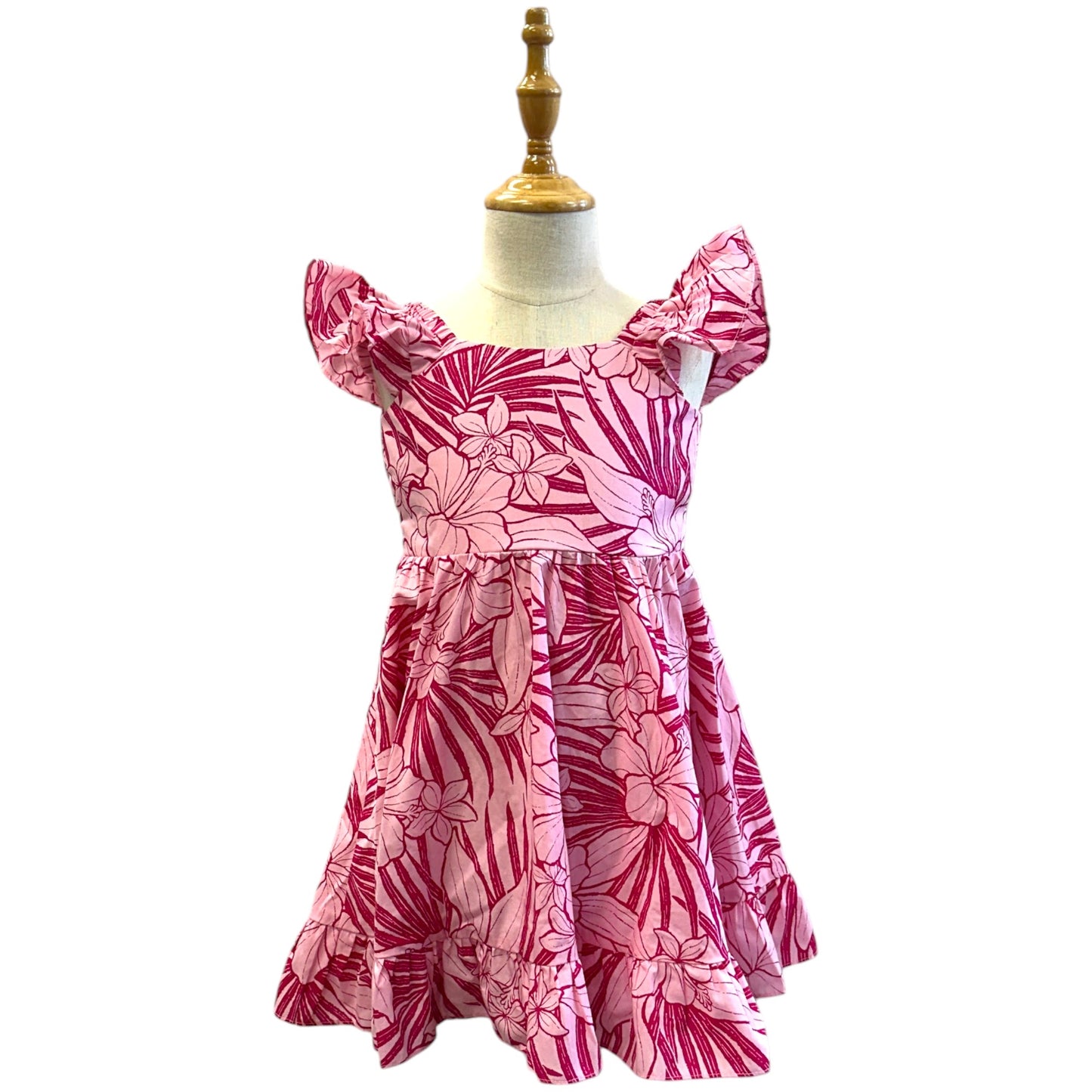 ハイビスカス柄 キッズ ムームー ピンク