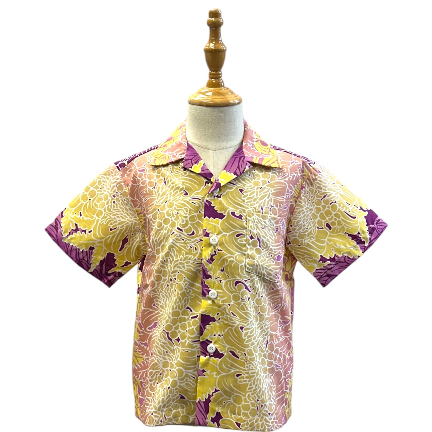 リコレイ柄 パープル キッズ アロハシャツ