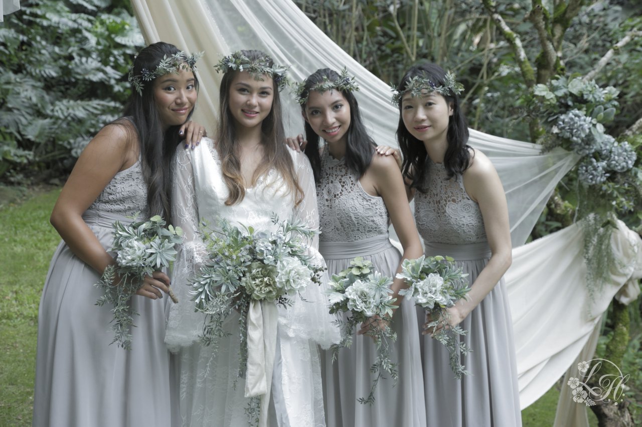 ブライズメイドグレーレースロングドレス