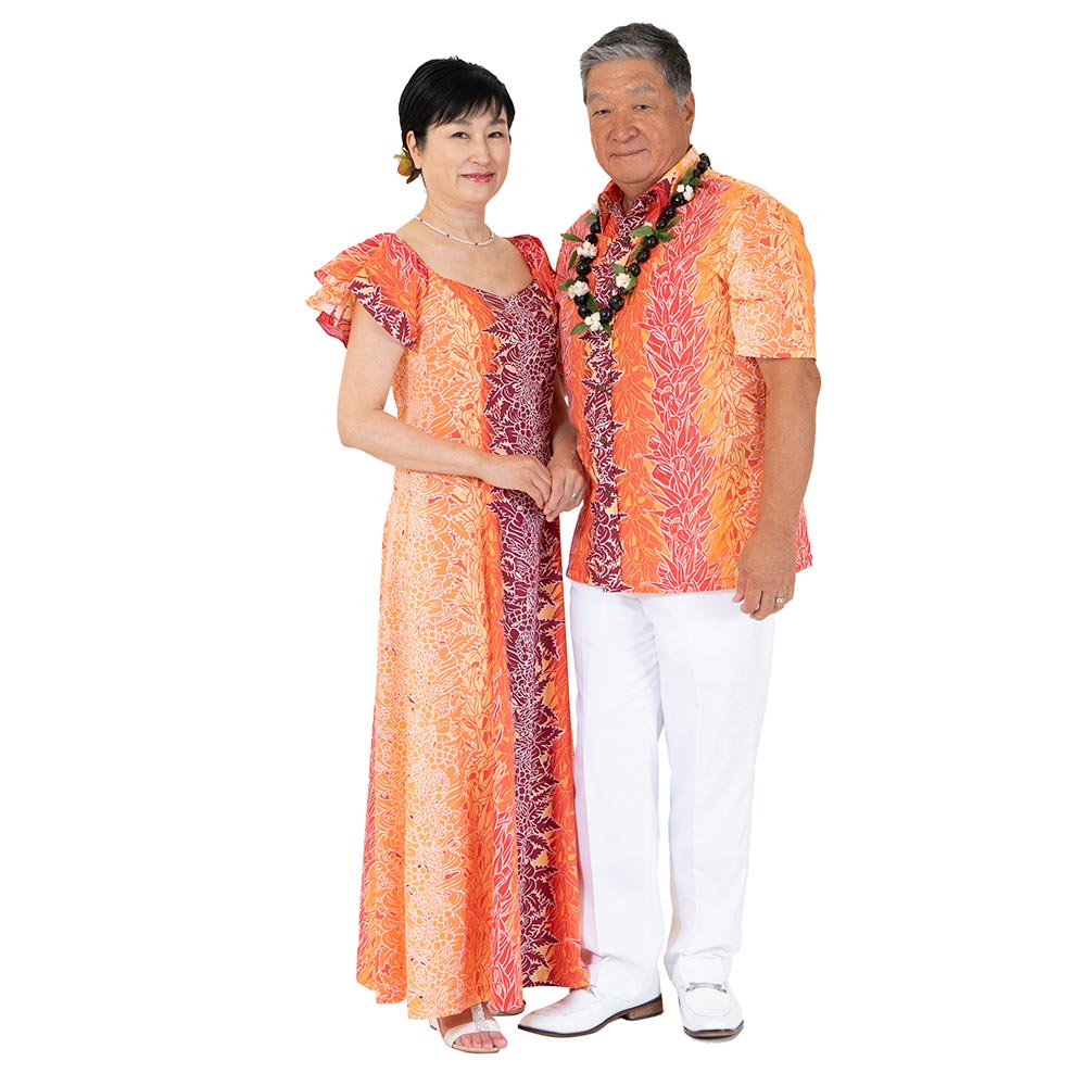 リコレイ オレンジグラデーションアロハシャツ