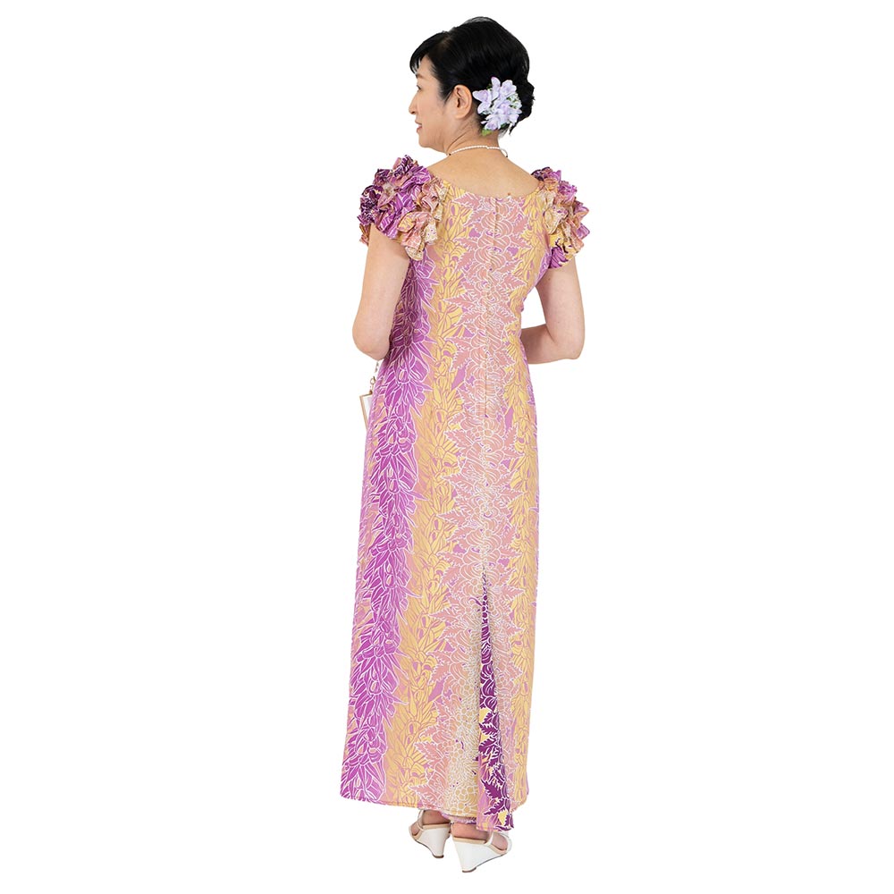 リコレイ パープルグラデーション ストレートドレス 後ろ姿