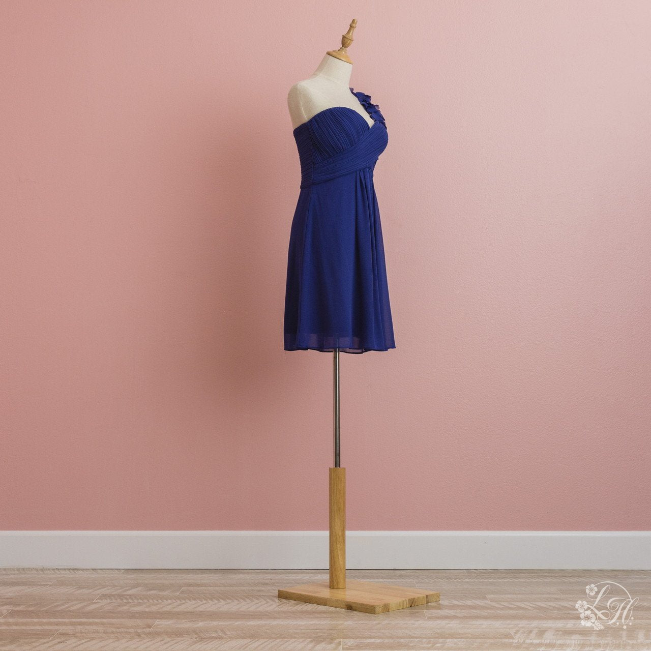 ネイビーシフォンミニドレス