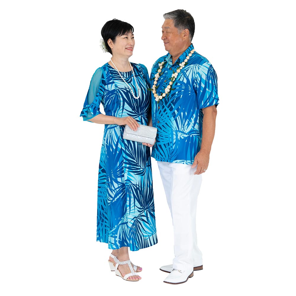 リーフ ブルー アロハシャツ / ブルー