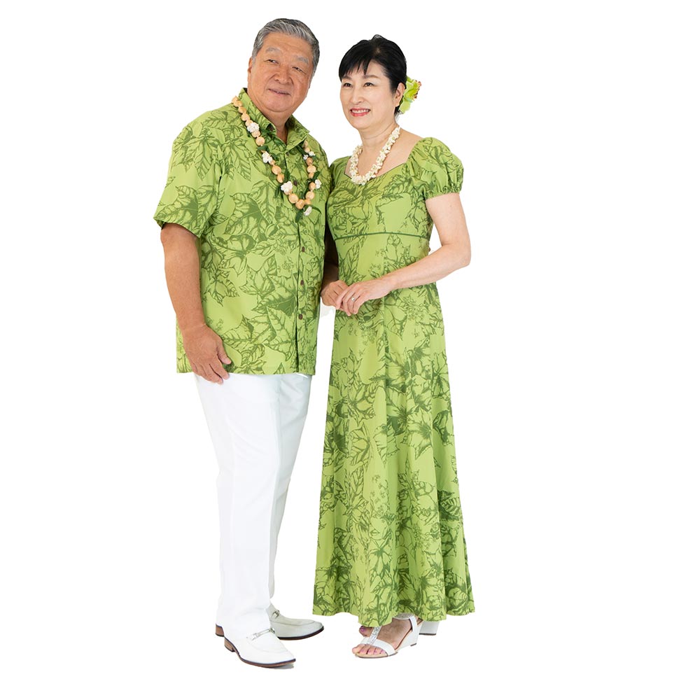 ククイローズ シトロン パフドレス / グリーン カップルでお揃い