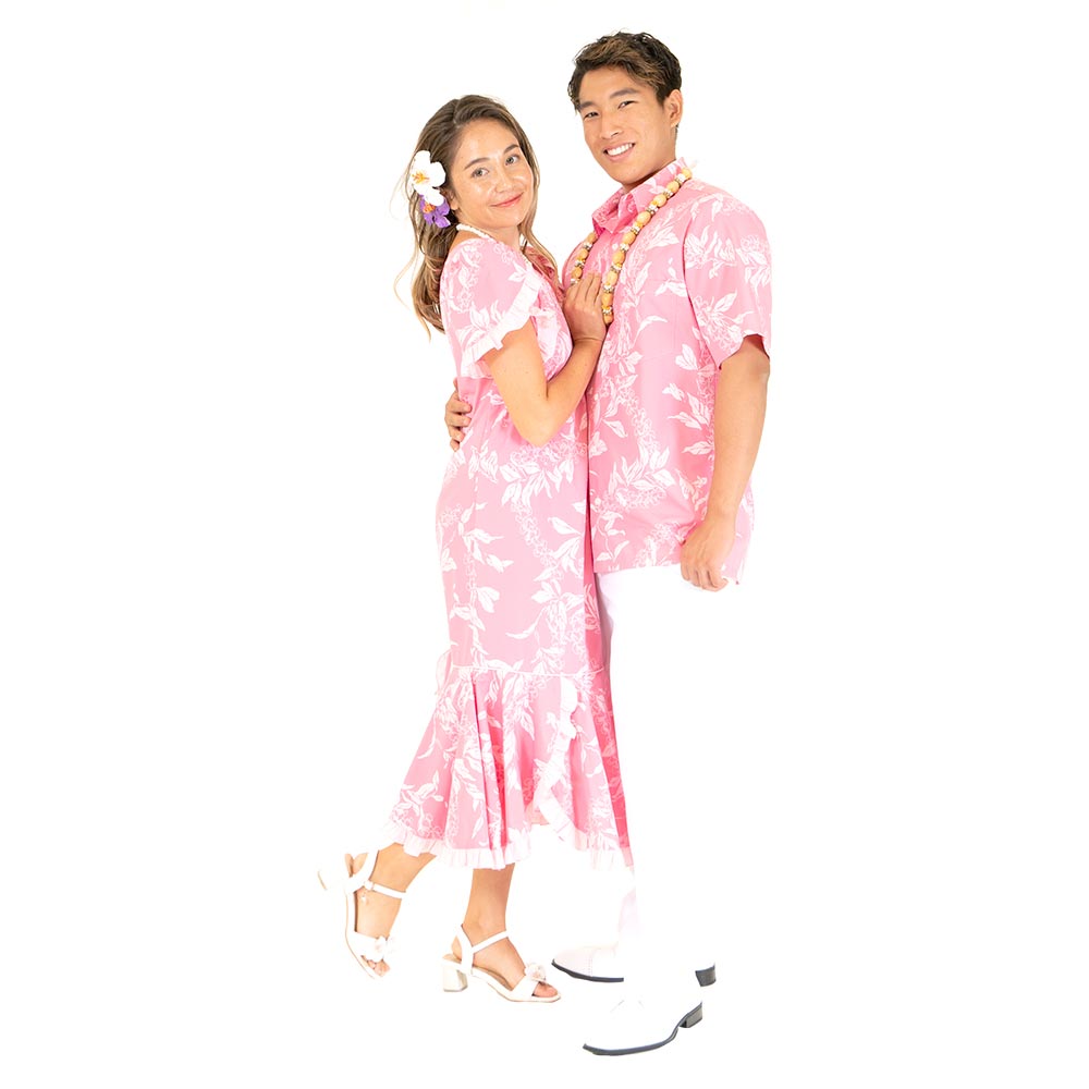 マイリ柄 ピンク ムームードレス お揃いアロハシャツ