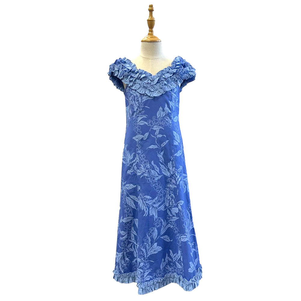 マイリ柄 ブルー ガールズラッフルドレス