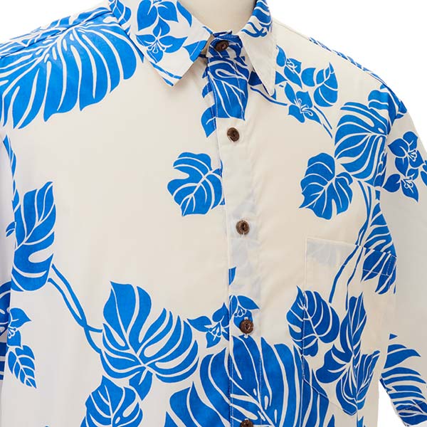 青モンステラ アロハシャツ