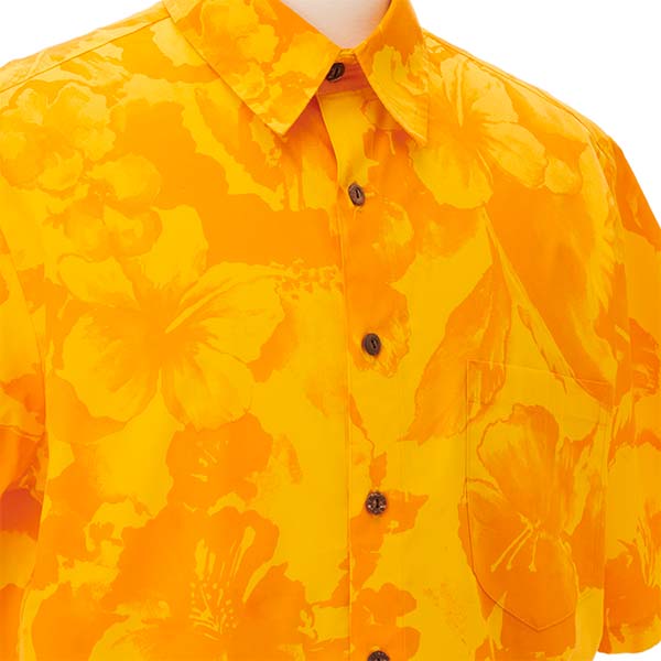 ハイビスカス柄 アロハシャツ/イエロー