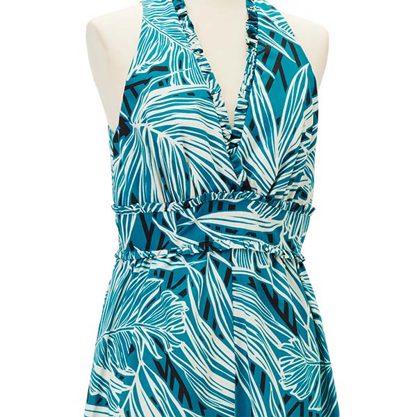 パームリーフ柄タンクドレス / グリーン 胸元