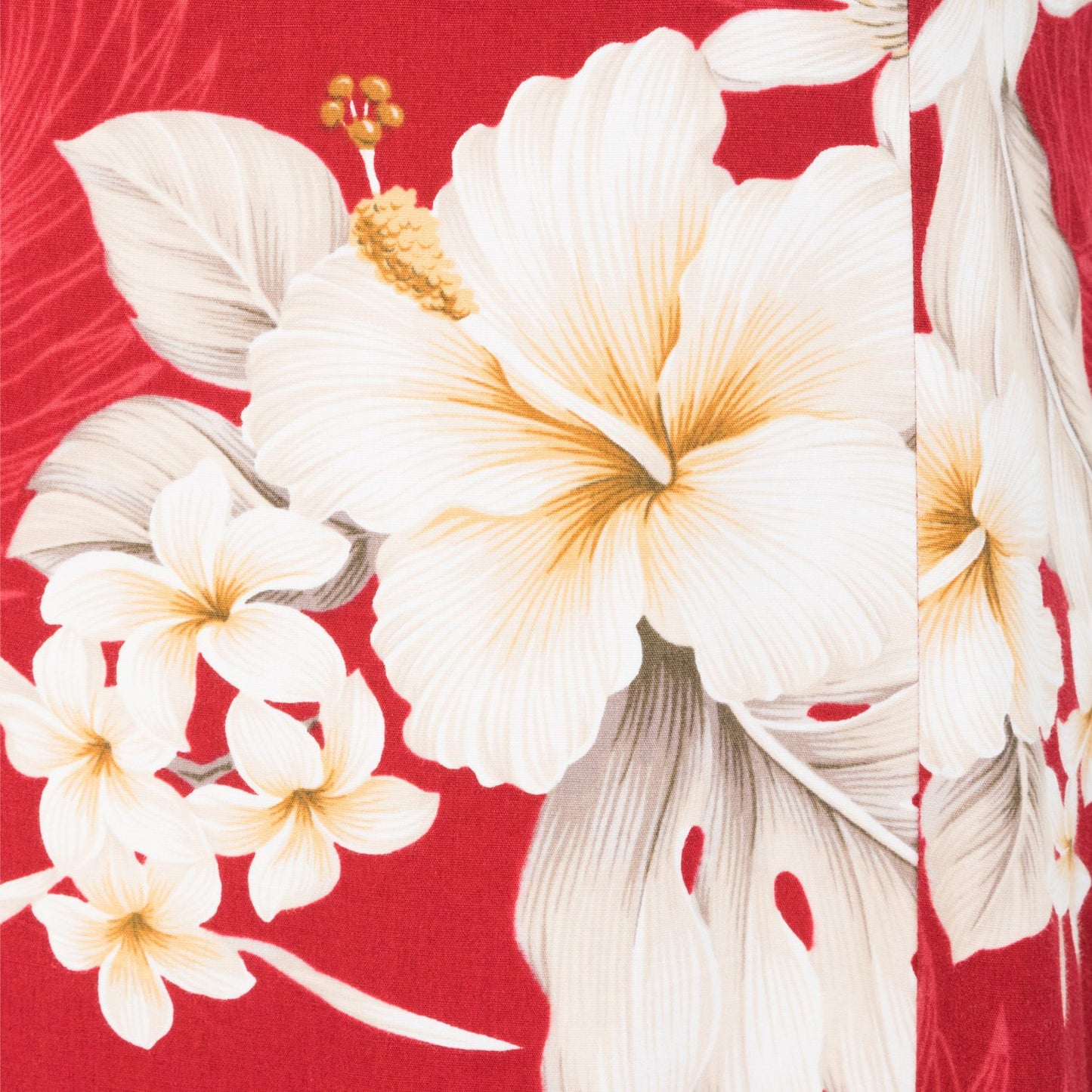 ハイビスカス柄ハワイアンドレス・レッド