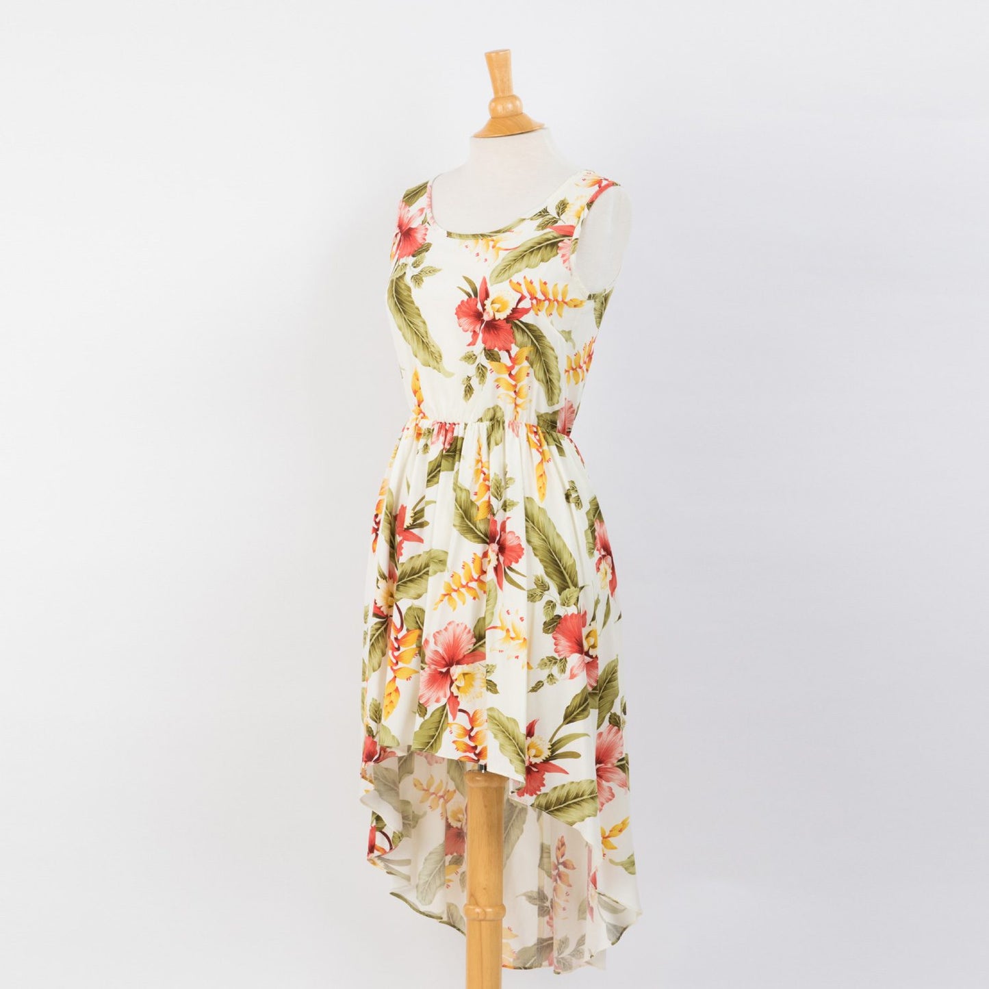 ベージュ花柄・フィッシュテールドレス