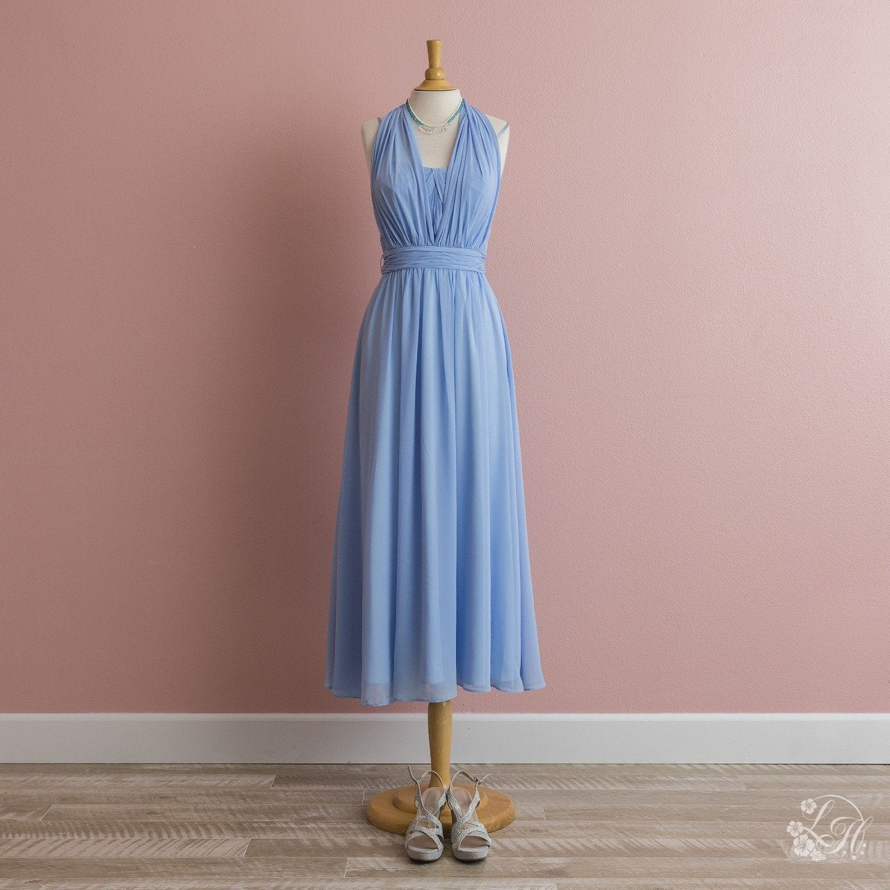 ブライズメイドシフォンドレス・ロング-ライトブルー