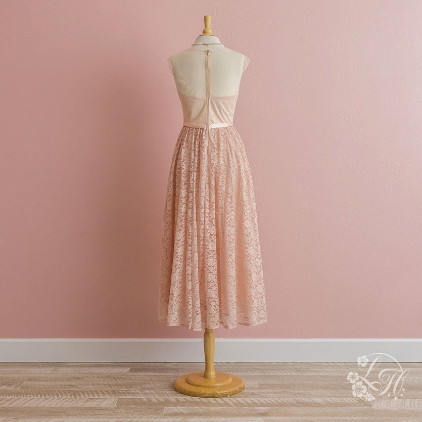 ブライズメイトピンクレース パーティドレス