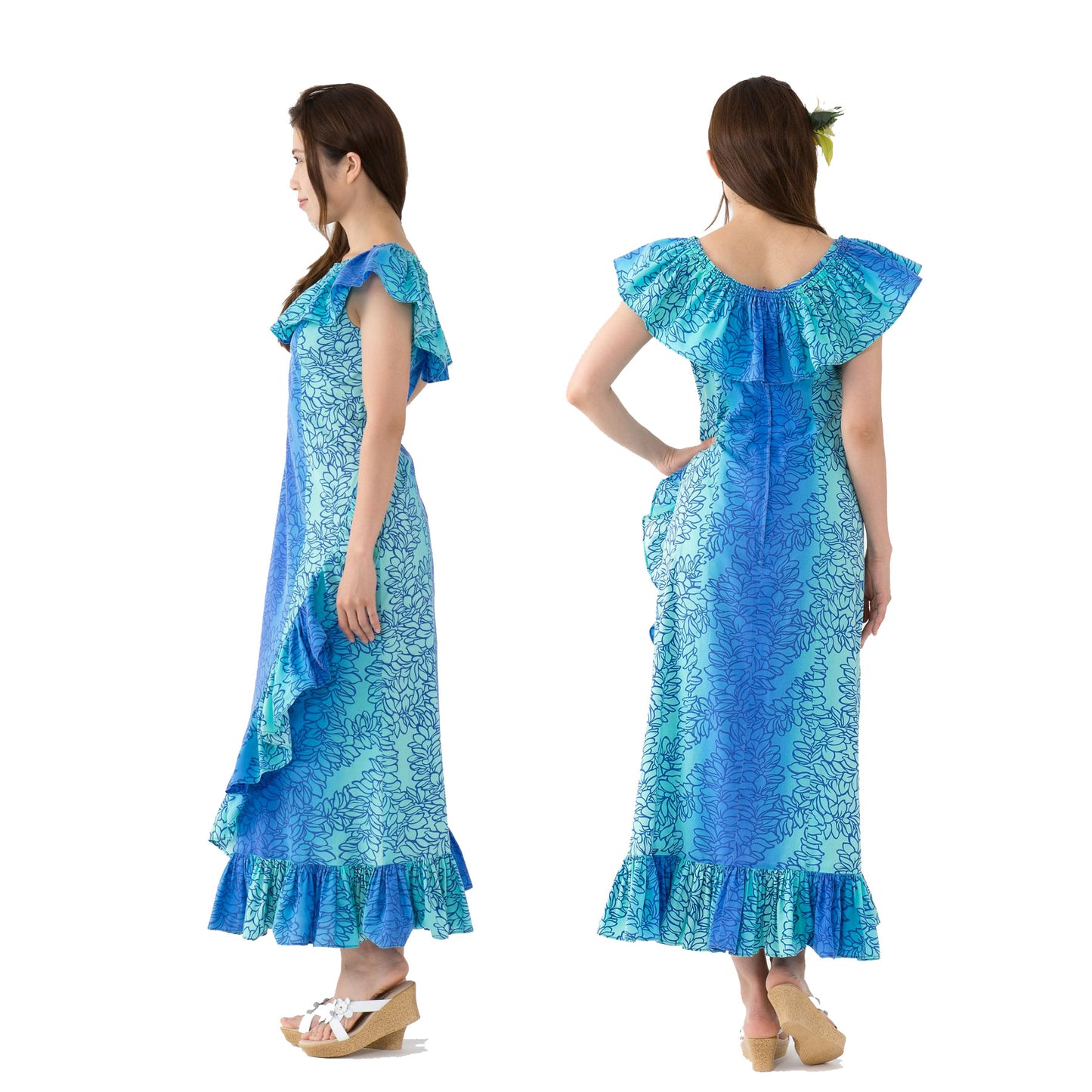 レイ柄ハワイアンドレス