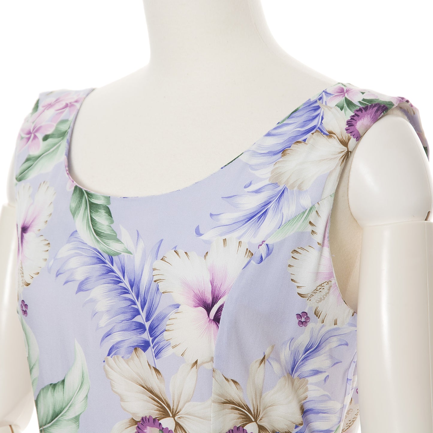 ハイビスカス柄シンプルドレス/パープル 胸元