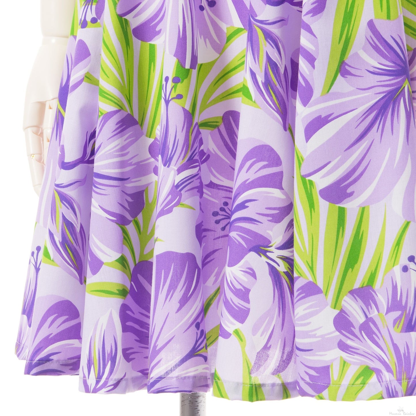 ハイビスカス柄ミニドレス・バイオレット 裾