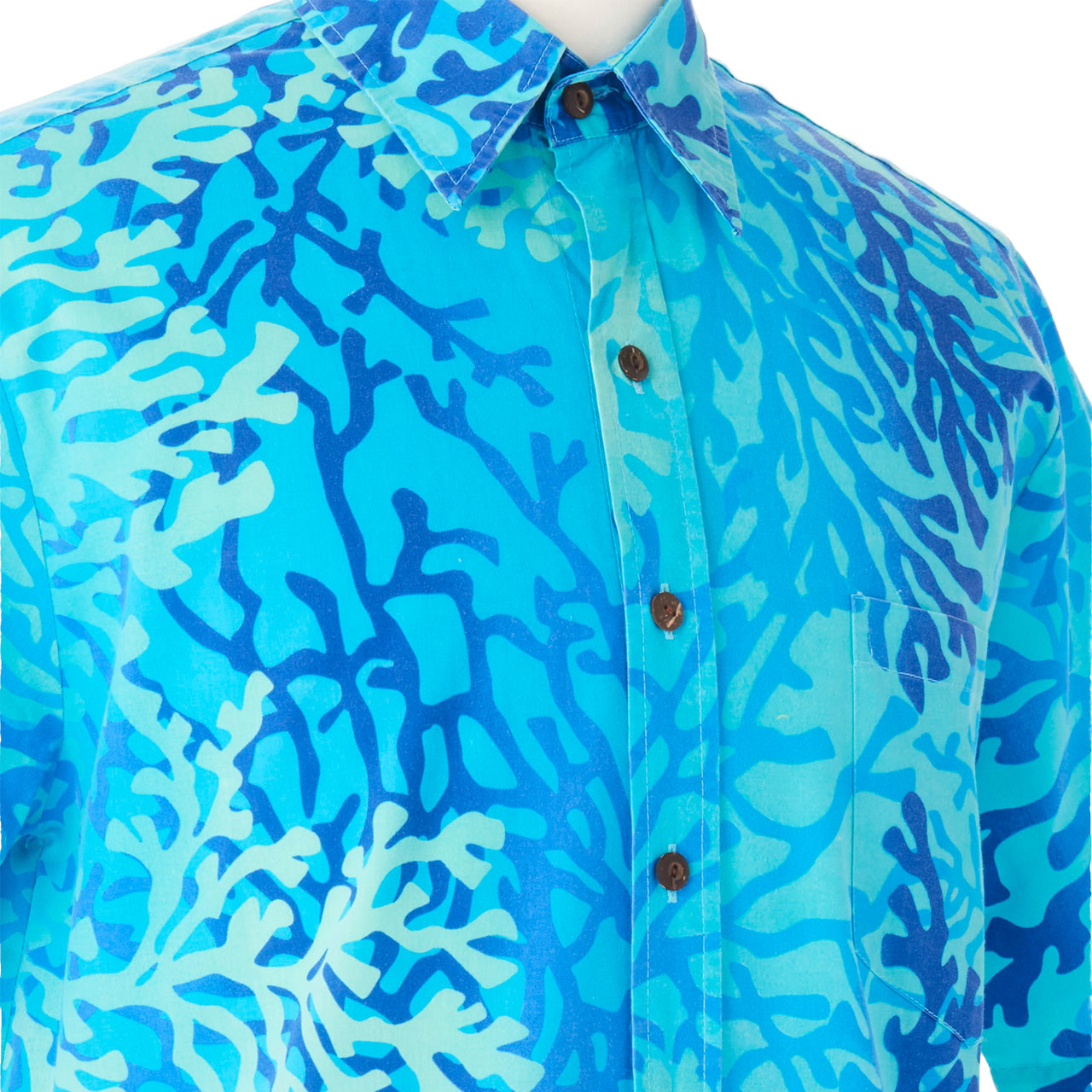 サンゴ柄オリジナルアロハシャツ/ライトブルー