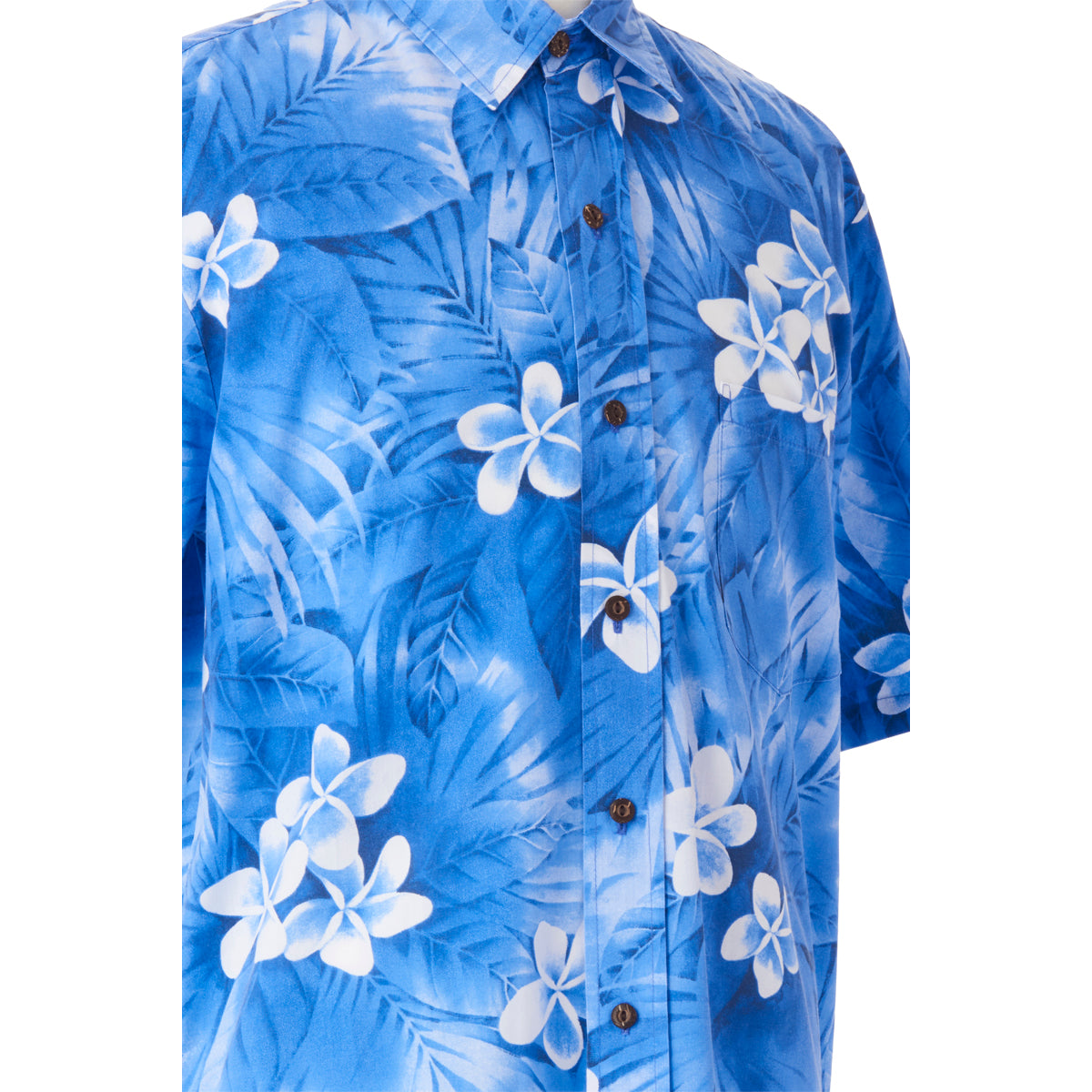 プルメリア柄オリジナルアロハシャツ/ブルー