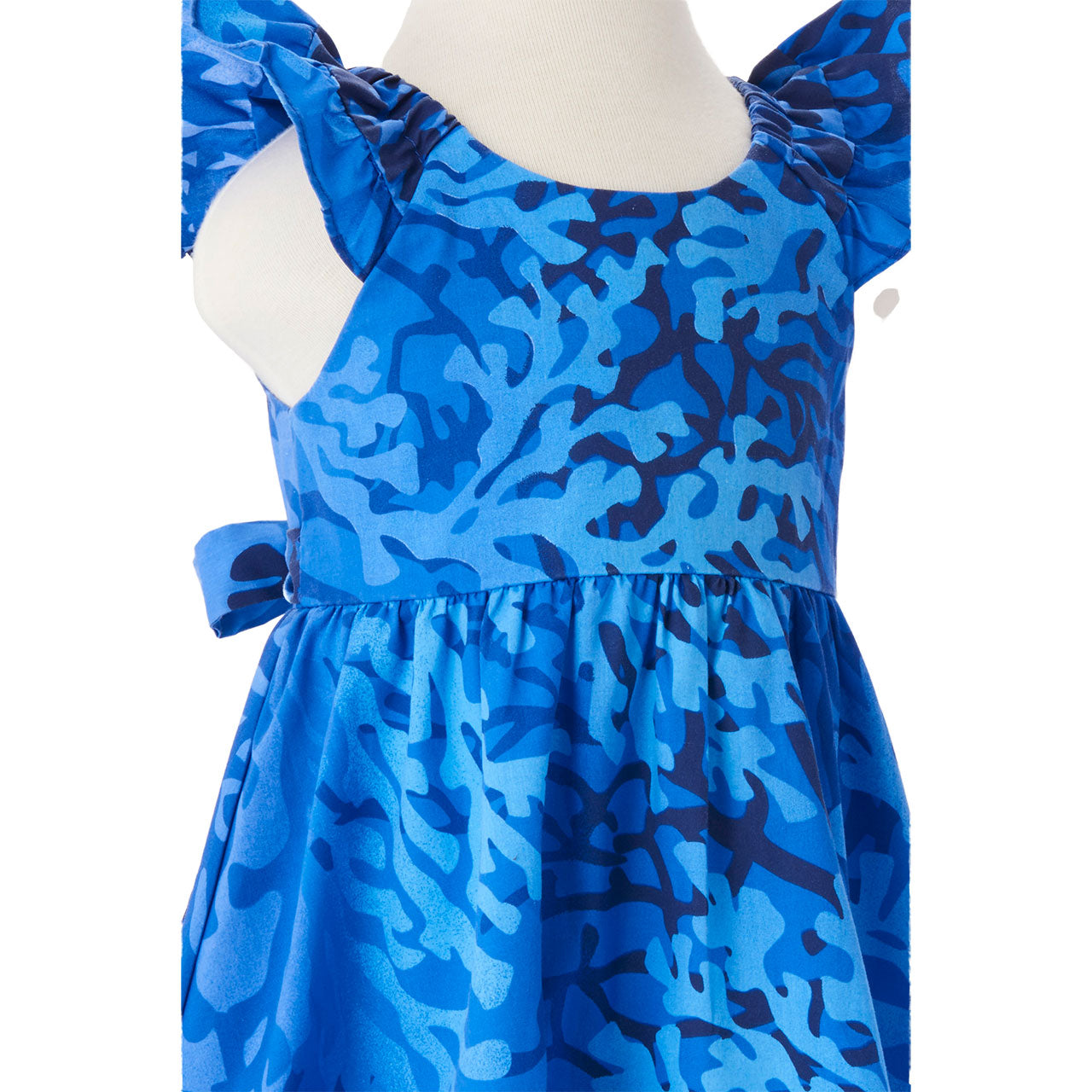 サンゴ柄・子供服ガールズドレス/ブルー