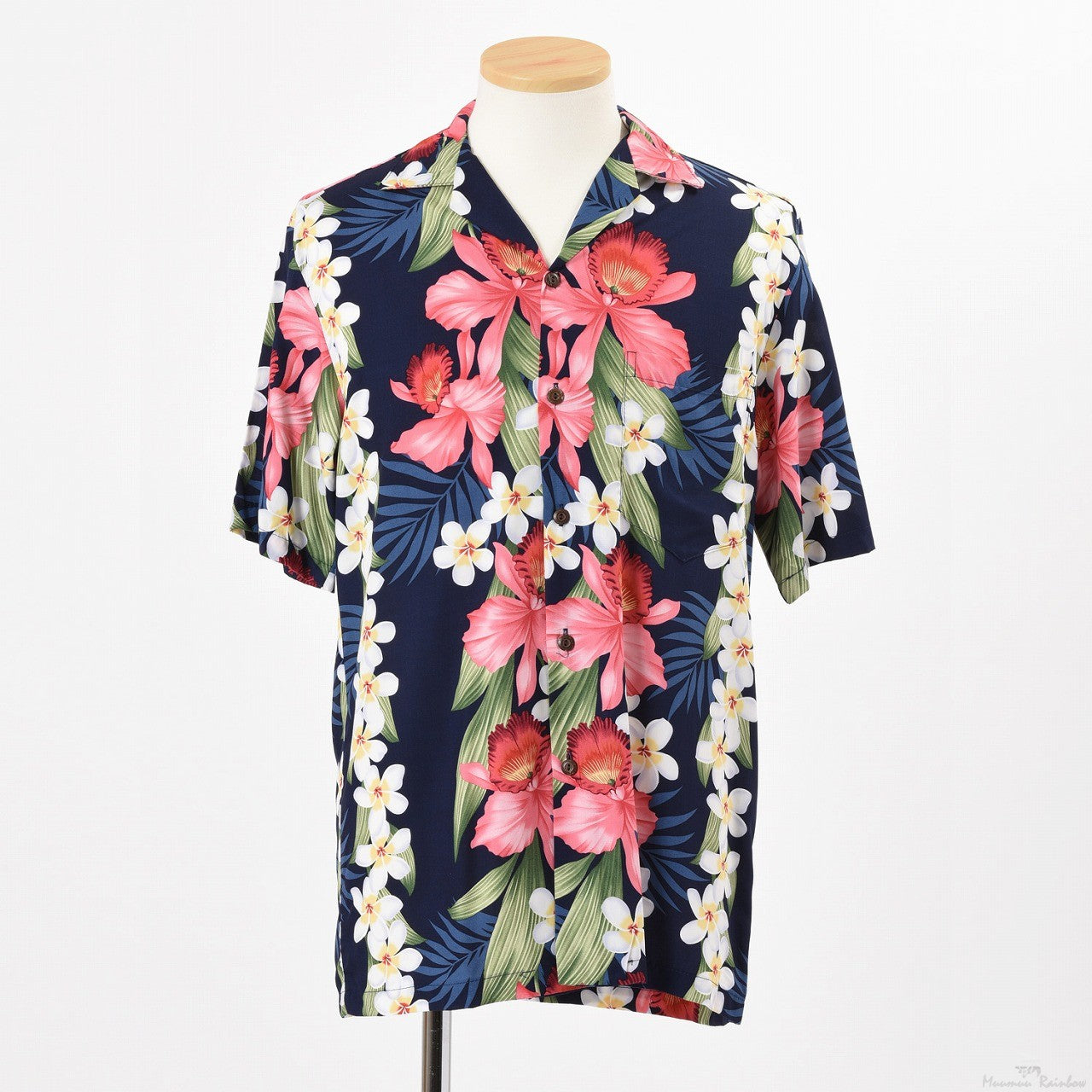 プルメリア柄アロハシャツ
