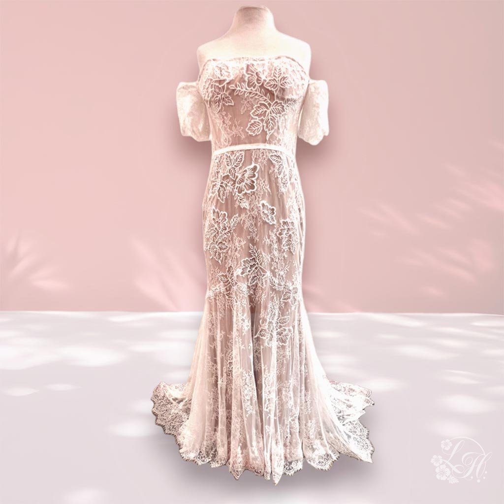 オフショルダーレース ウェディングドレス