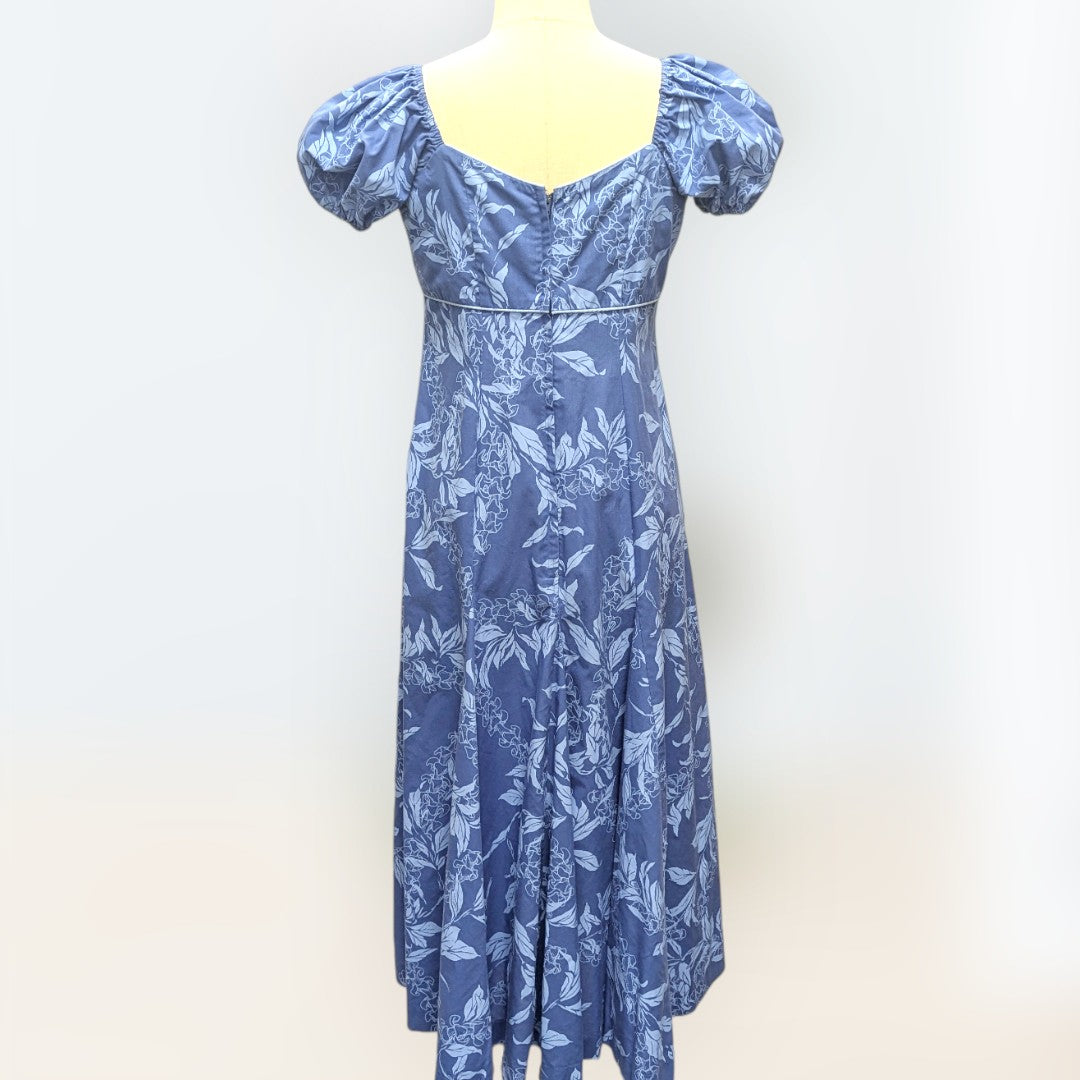 マイリ柄 ブルー パフドレス