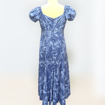 マイリ柄 ブルー パフドレス