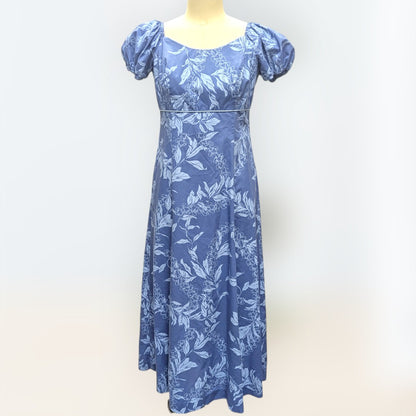 マイリ柄 ブルー パフドレス