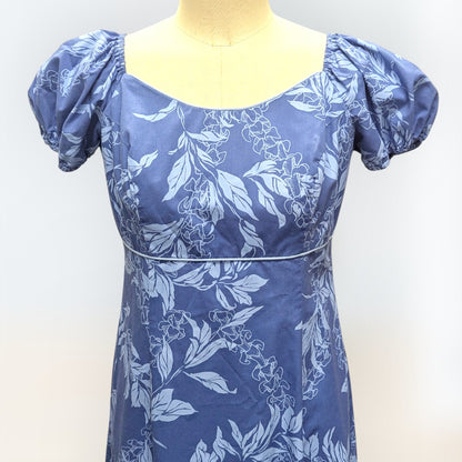 マイリ柄 ブルー パフドレス