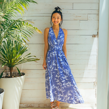 マイリ柄 ブルー タンクドレス