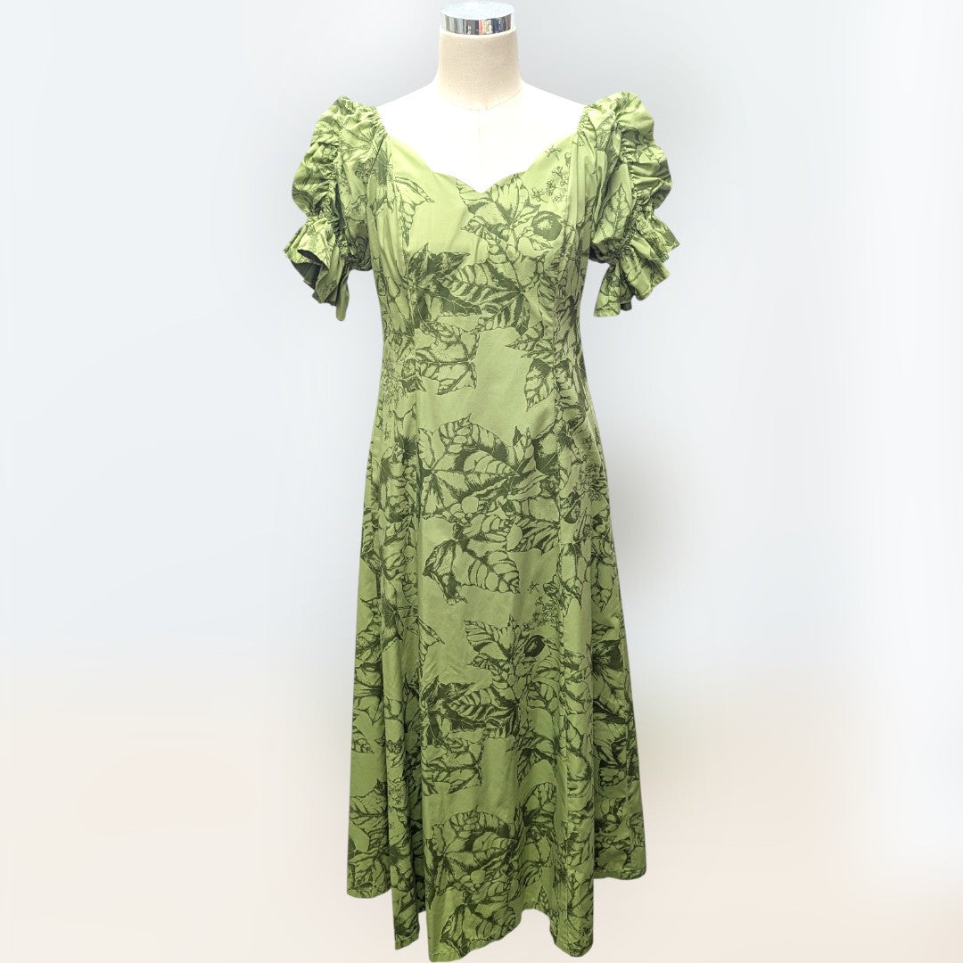 ククイ柄 半袖ドレス シトロン