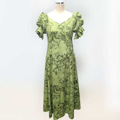 ククイ柄 半袖ドレス シトロン