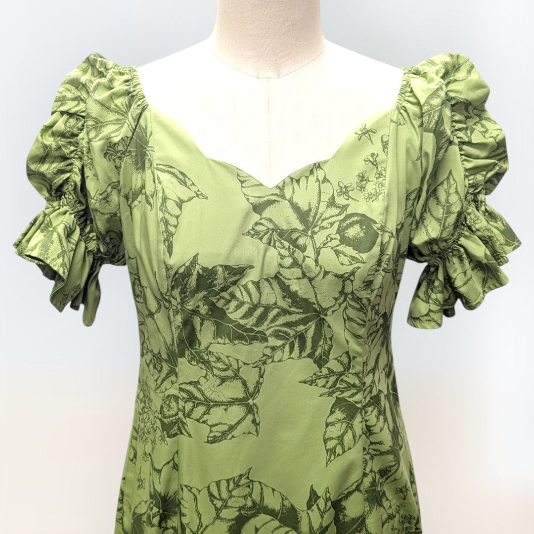 ククイ柄 半袖ドレス シトロン