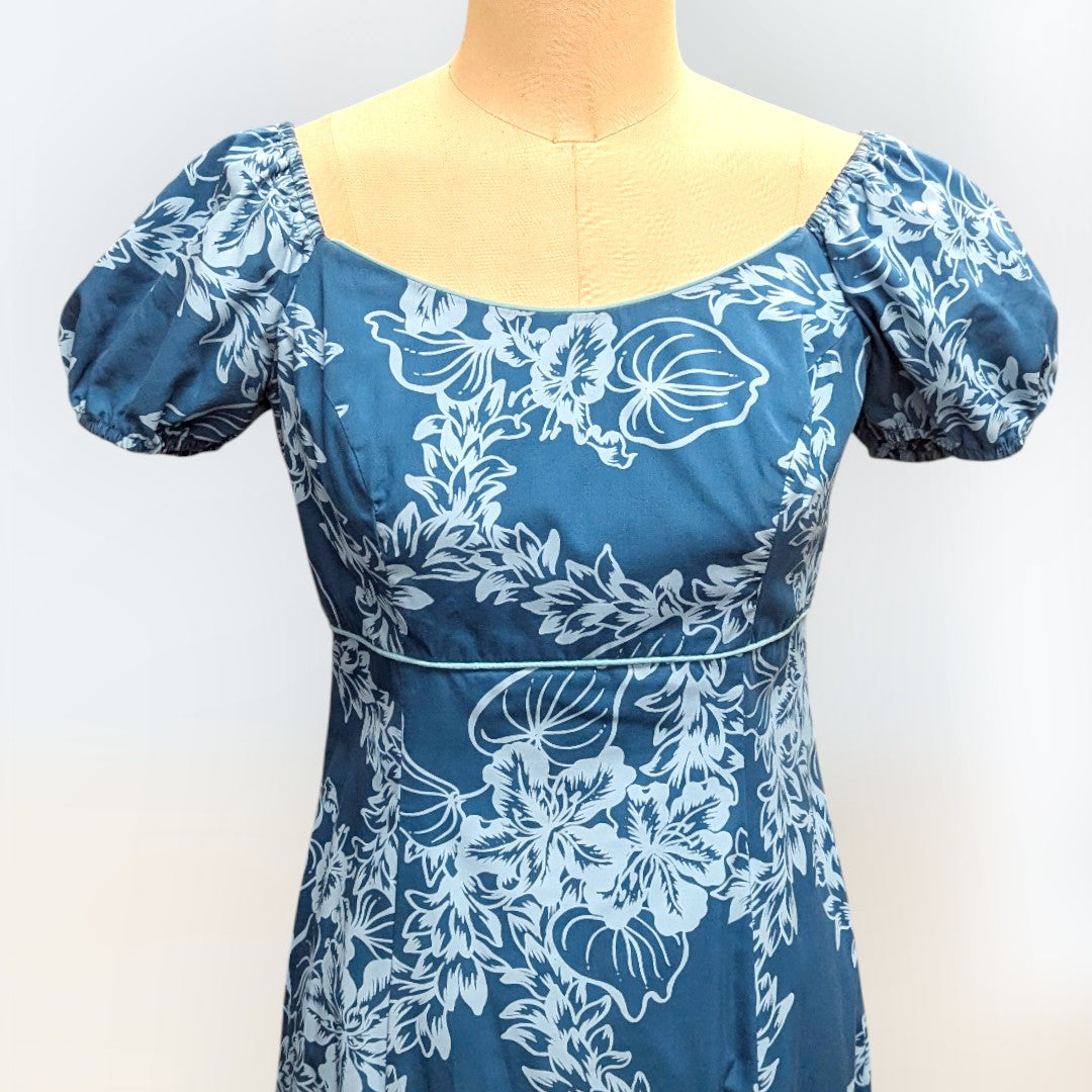 チューベローズ柄 グリーン パフドレス