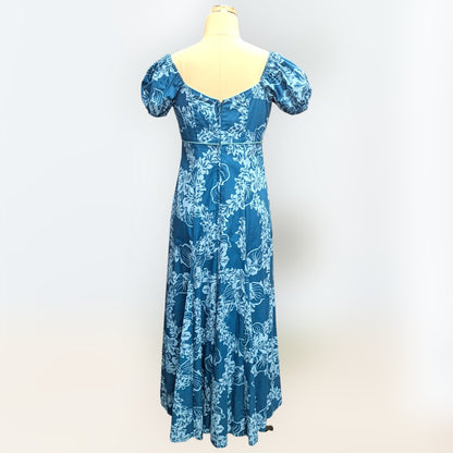 チューベローズ柄 グリーン パフドレス