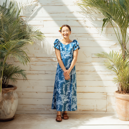 チューベ柄 半袖ドレス グリーン