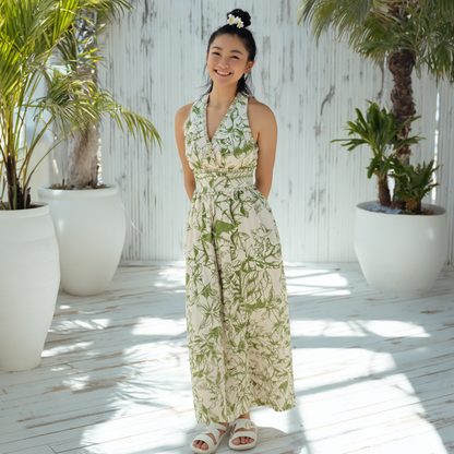 ククイ柄 グリーン タンクドレス