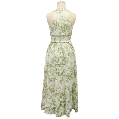 ククイ柄 グリーン タンクドレス