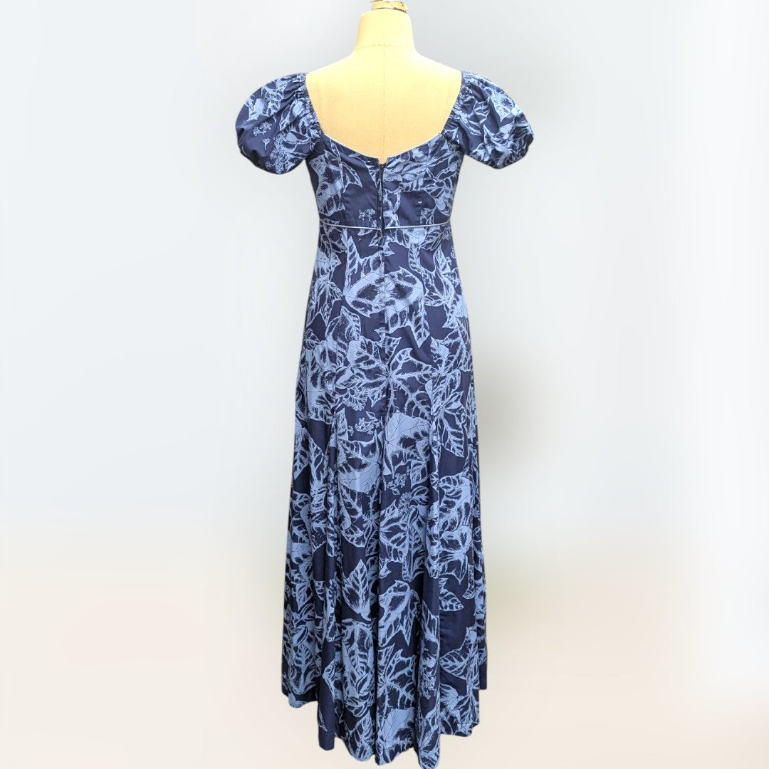 ククイ柄 ネイビー パフドレス