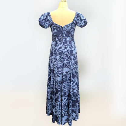 ククイ柄 ネイビー パフドレス