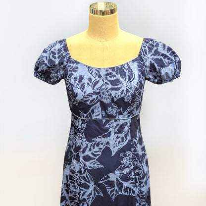 ククイ柄 ネイビー パフドレス